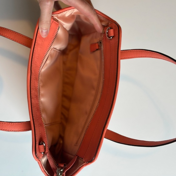 Coach satin with coral leather small handbag - Picture 5 of 5